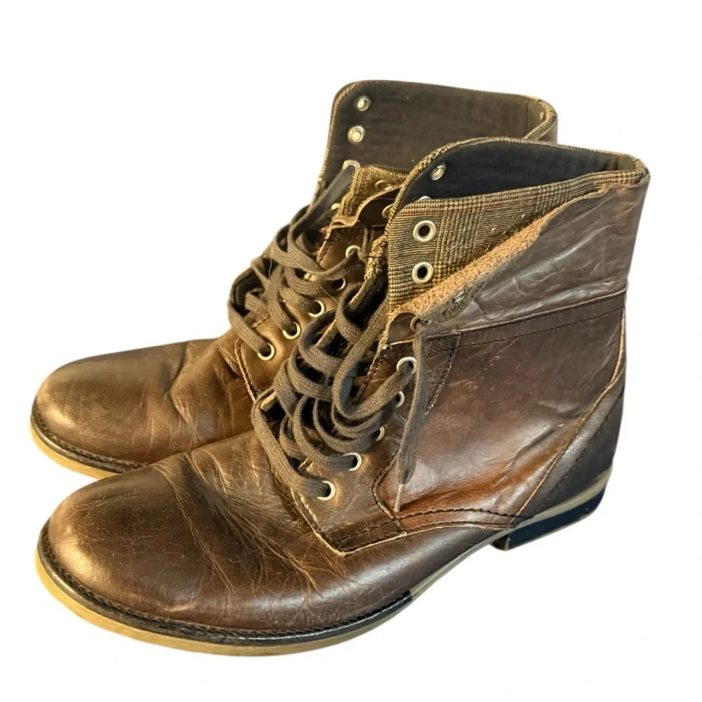 Franco Fortini Mens Sz 10 Ankle Boots Mate 2 Chukka Laces Brown Leather Shoes